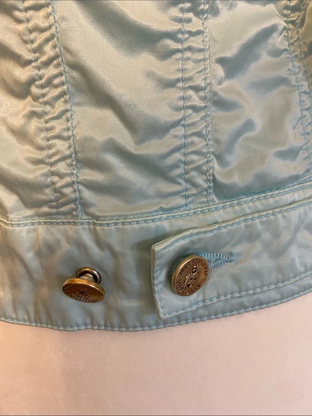 RARE Vintage Cappopera Light Blue Jean Jacket w Light Gold Metal Rivet Buttons. - Picture 10 of 16